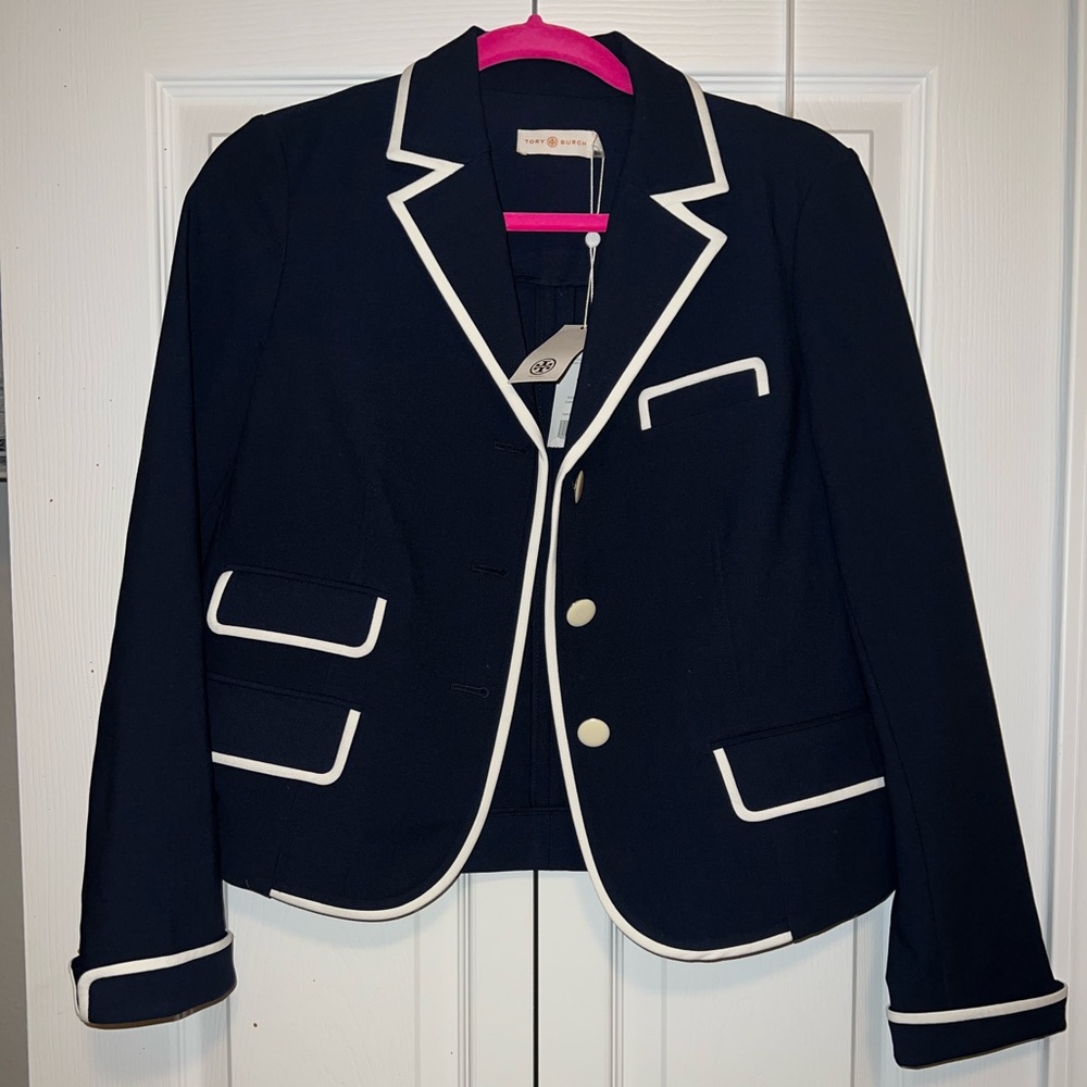 Tory Burch Navy Blazer. Size 4. NWT